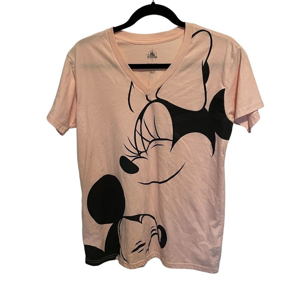 DISNEY Pink Mickey Minnie Mouse Tee Shirt Women's Size Medium Short Sleeve